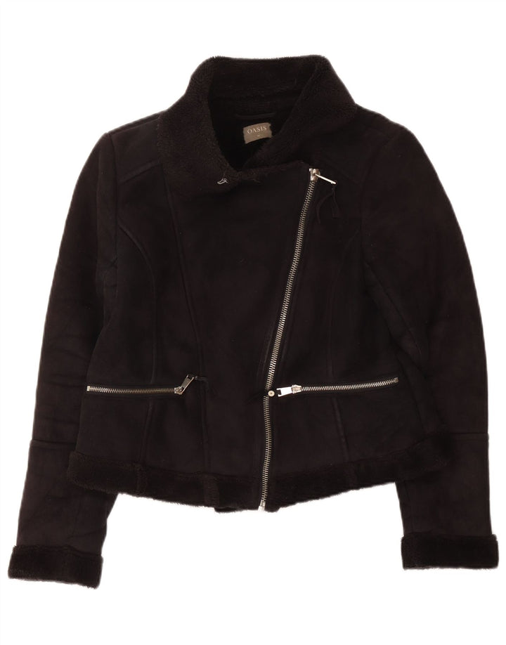 Giacca da motociclista Sherpa da donna Oasis UK 14 poliestere nero medio