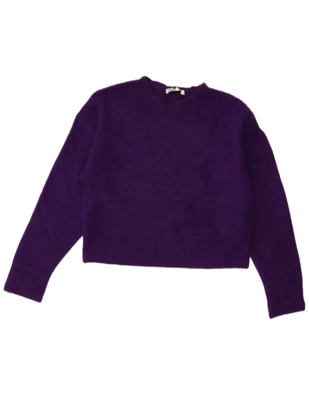 Maglione corto girocollo da donna Zara UK 14 viola medio