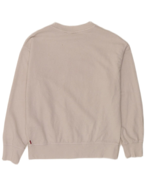 Felpa oversize con grafica da donna Levi's UK 6 XS cotone bianco