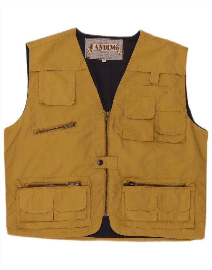 Gilet pratico da uomo vintage UK 38 poliestere giallo medio