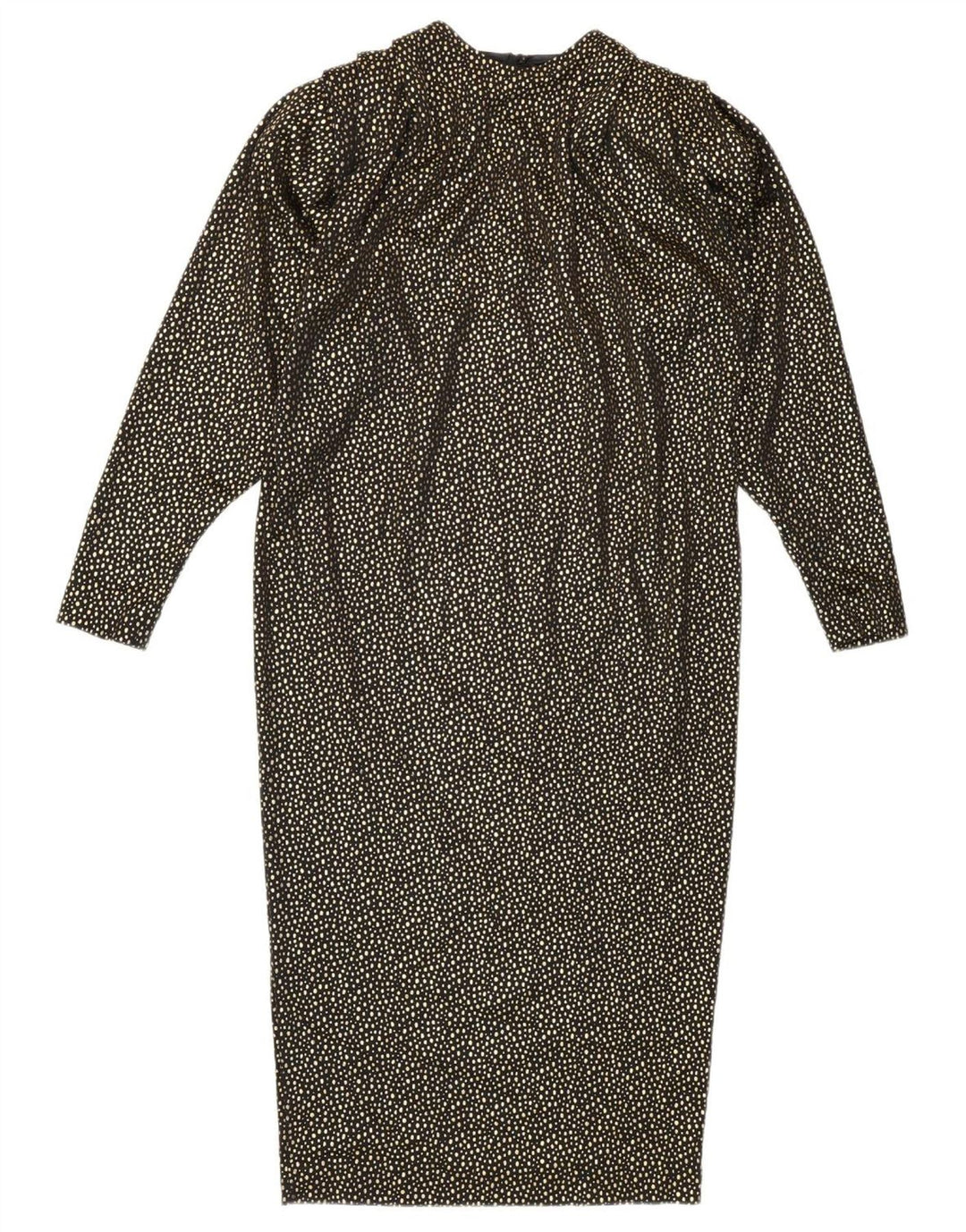 Abito a trapezio vintage da donna a maniche lunghe IT 42 medio oro maculato