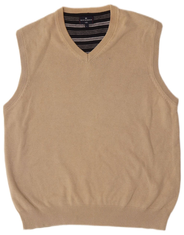 Marks & Spencer Canotta da uomo blu Harbour Vest grande in cotone beige