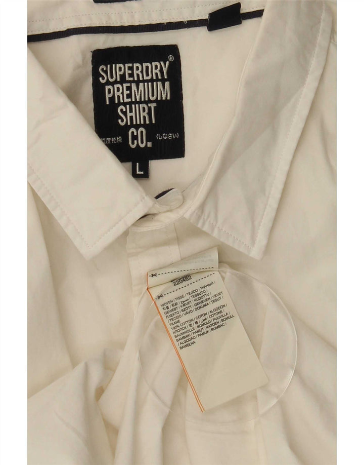 Superdry Mens Short Sleeve Shirt Large White Cotton