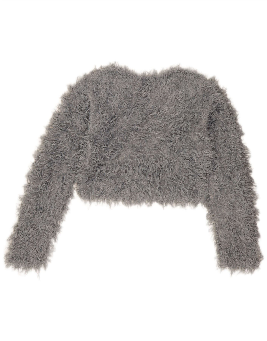 Maglione corto con scollo a barca da donna Zara UK 10 piccolo poliestere grigio