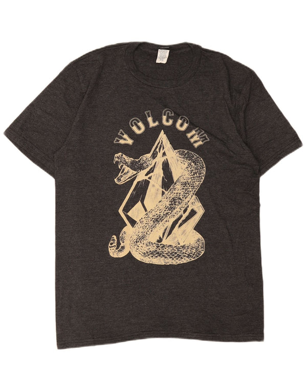 T-shirt grafica da uomo Volcom Top in cotone grigio medio