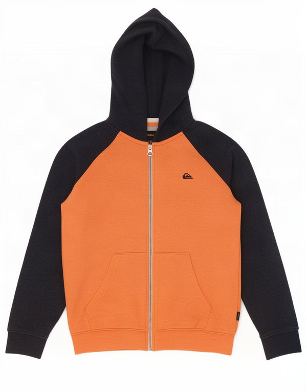 Felpa con cappuccio e zip Quiksilver per ragazzi, 11-12 anni, color block arancione medio