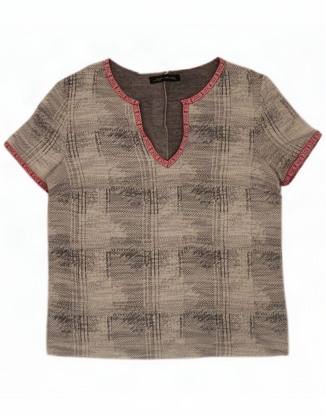 Zara Camicetta da donna con motivo astratto UK 16 Large Grigio