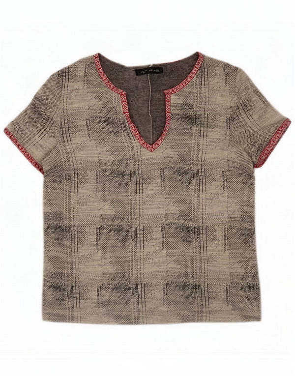 Zara Camicetta da donna con motivo astratto UK 16 Large Grigio