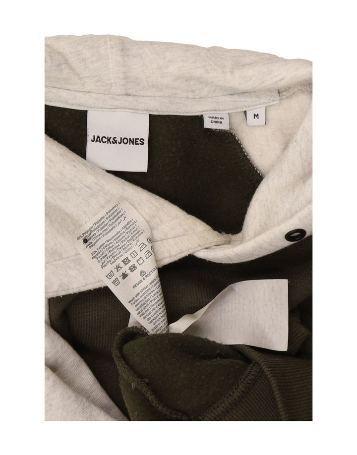 JACK & JONES Mens Hoodie Jumper Medium Khaki Colourblock Cotton Vintage Jack & Jones and Second-Hand Jack & Jones from Messina Hembry 
