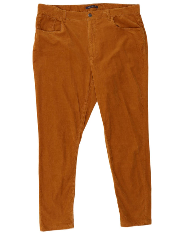 Pantaloni slim in velluto a coste da donna Marks & Spencer UK 18 XL W38 L28 Cotone marrone