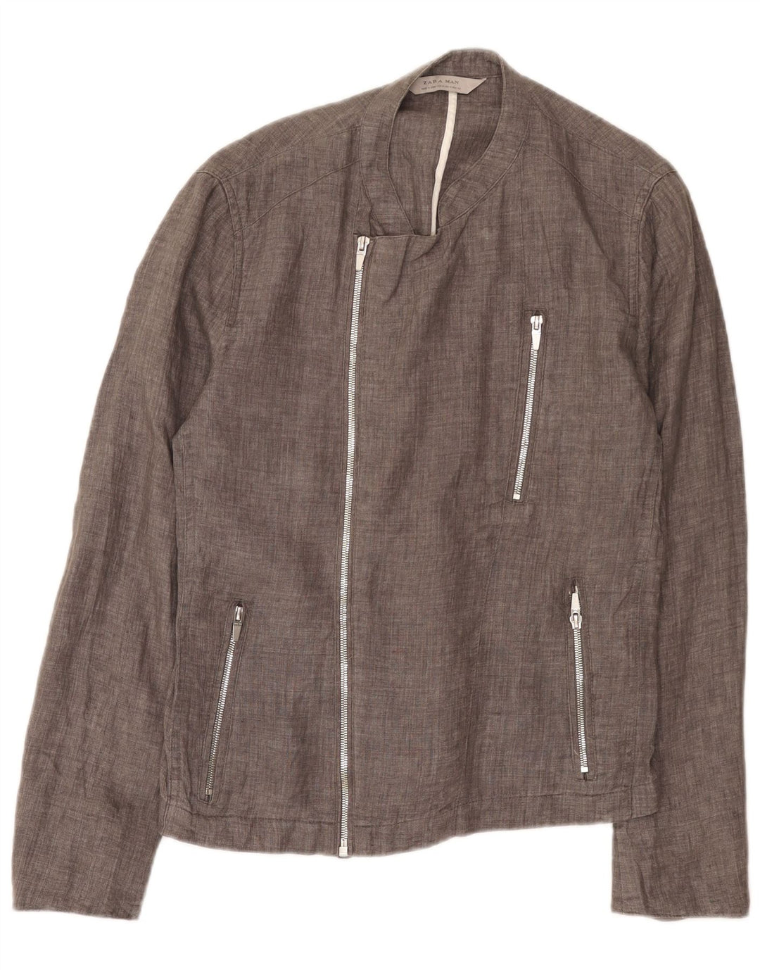 Giacca utility da uomo Zara UK 36 Lino grigio medio