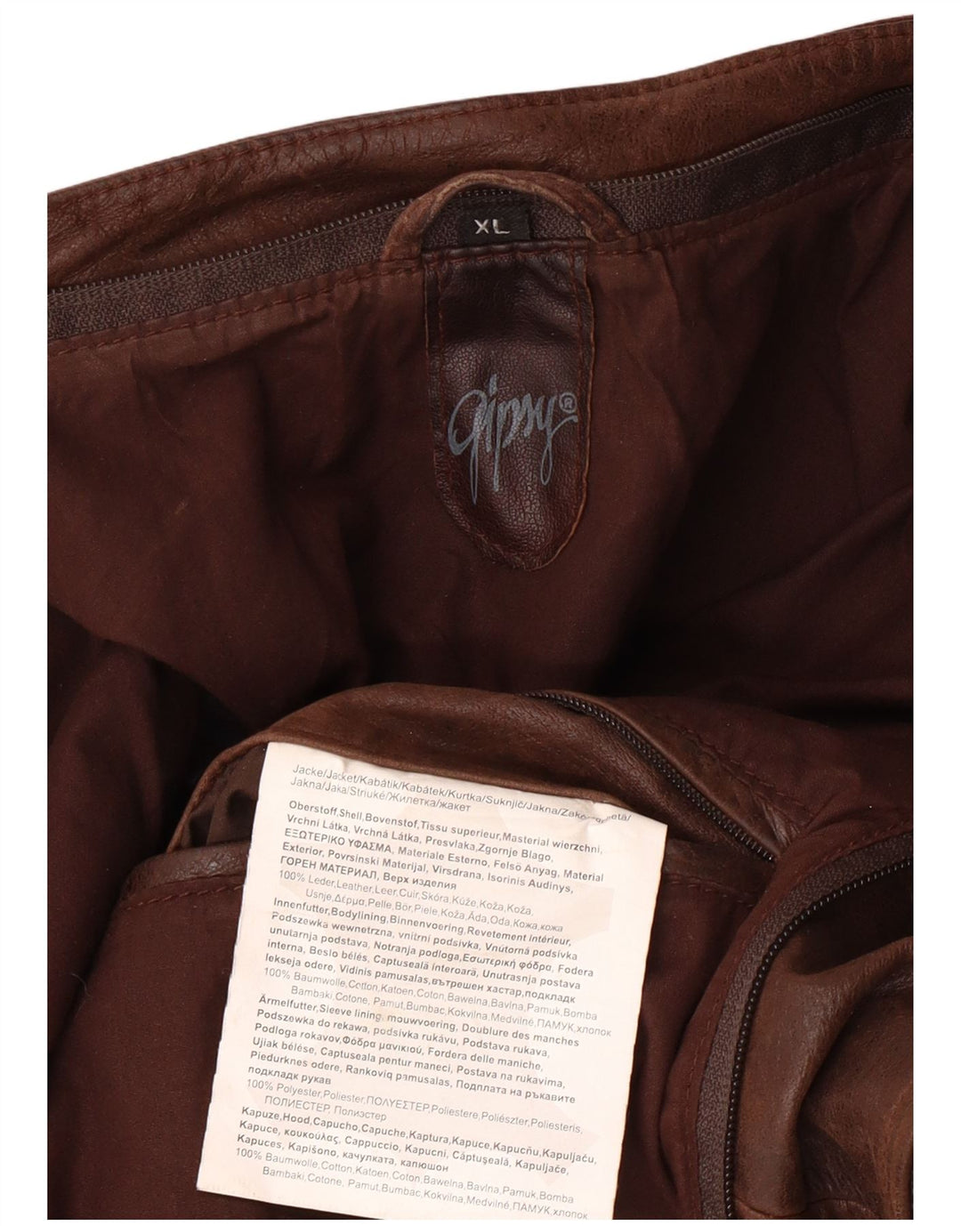 Giacca in pelle slim da uomo GIPSY UK 42 XL in pelle marrone