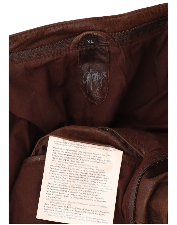 Giacca in pelle slim da uomo GIPSY UK 42 XL in pelle marrone