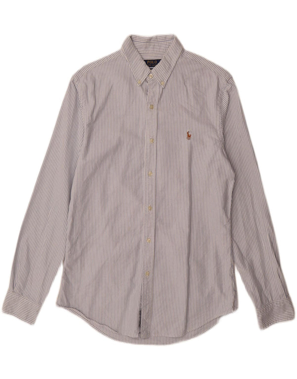 Polo Ralph Lauren Camicia slim fit da uomo in cotone gessato blu medio