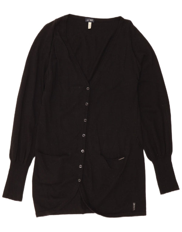 Maglione cardigan lungo da donna Armani Jeans UK 18 XL viscosa nera