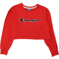 CHAMPION Womens Oversized Crop Graphic Sweatshirt Jumper UK 6 XS Red Vintage Champion and Second-Hand Champion from Messina Hembry 