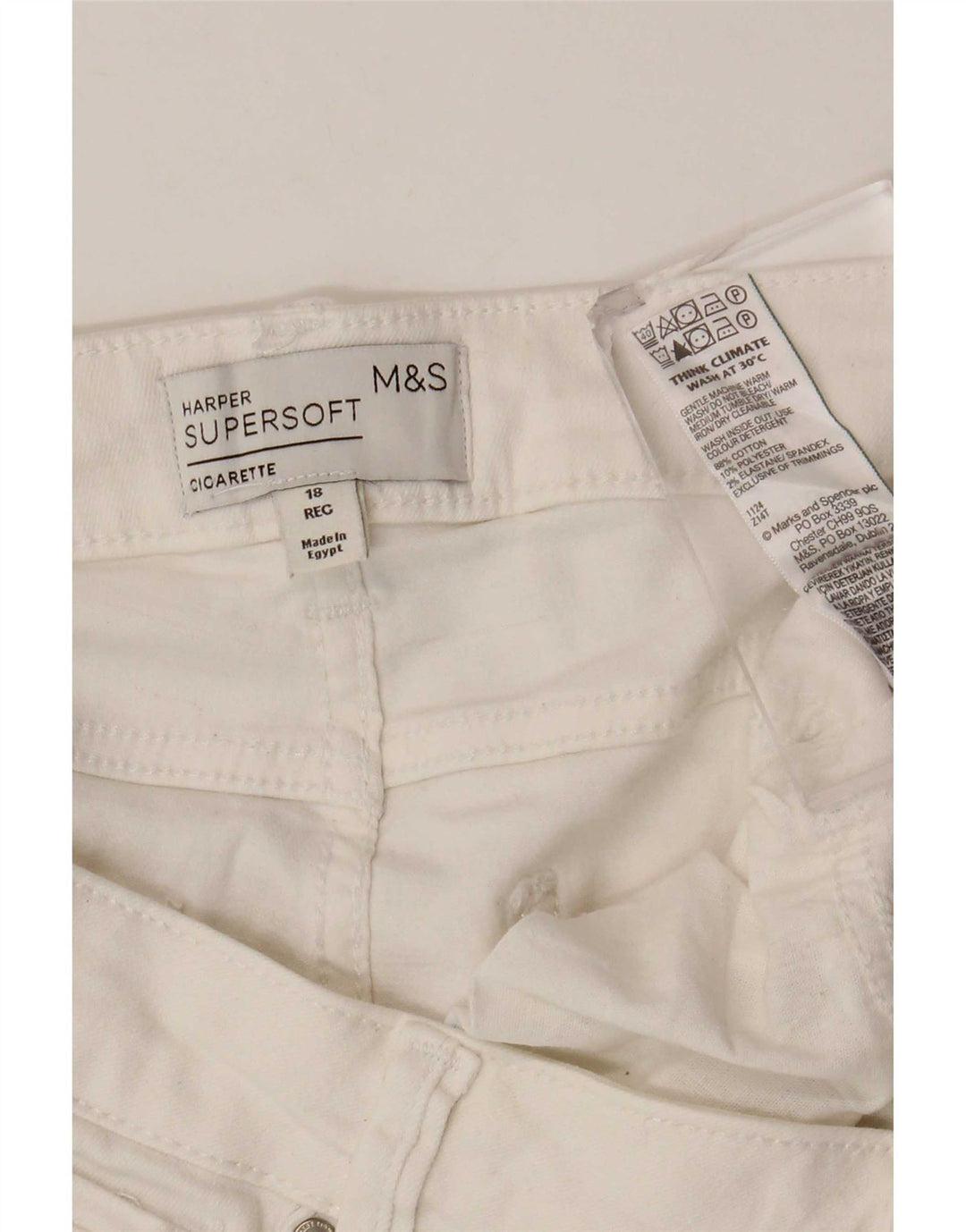 Jeans corti a sigaretta da donna Marks & Spencer UK 18 XL W36 L24 Bianco