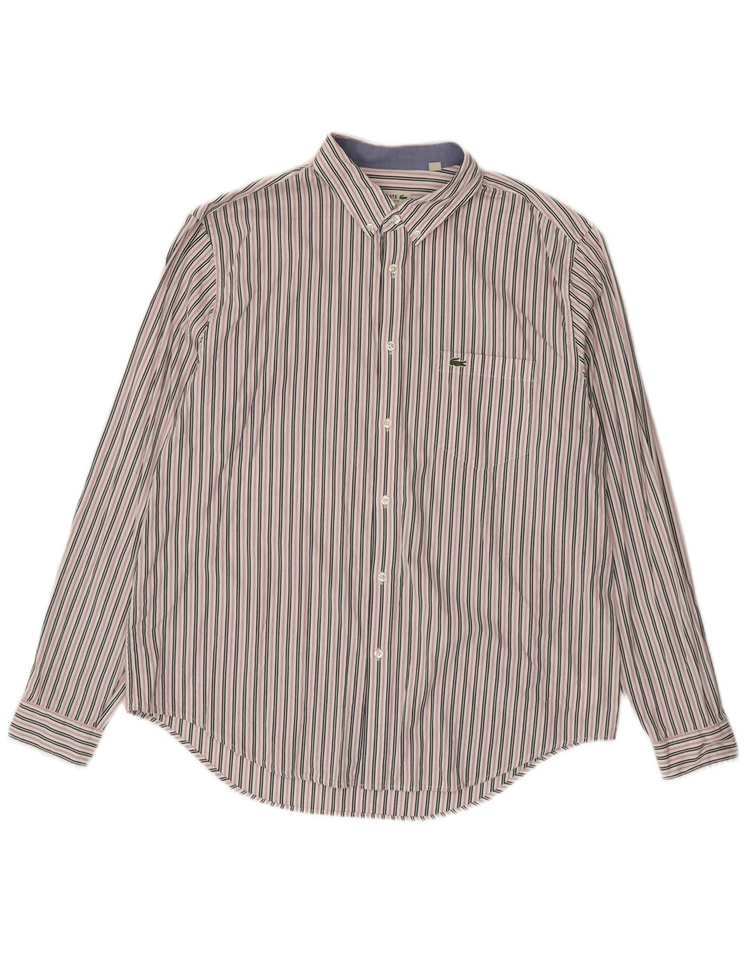 Camicia Lacoste da uomo vestibilità regolare taglia 45 XL cotone a righe bianche