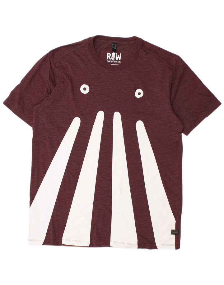T-shirt grafica da uomo G-Star Top grande in poliestere color block bordeaux