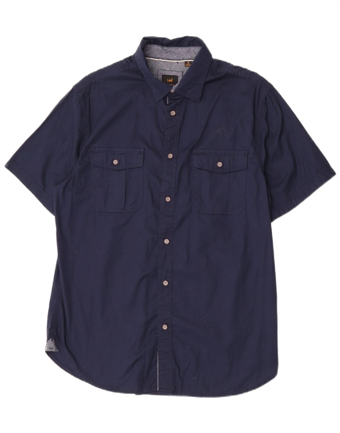 Camicia a maniche corte da uomo Lee in cotone blu navy medio