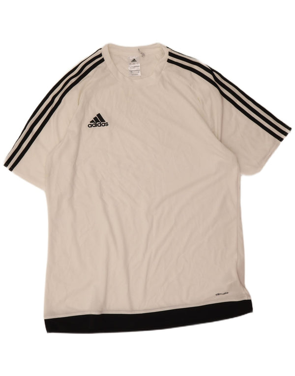 T-shirt Adidas Climalite da uomo, grande, in poliestere color block bianco