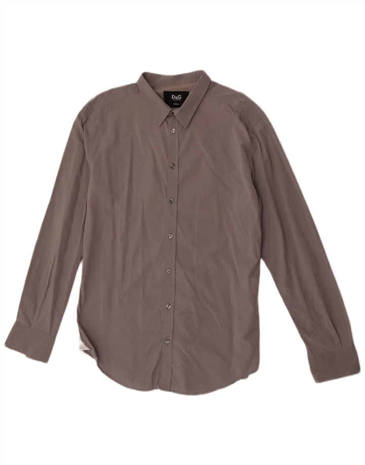 Camicia Slim Uomo Dolce & Gabbana IT 52 Large Cotone Grigio
