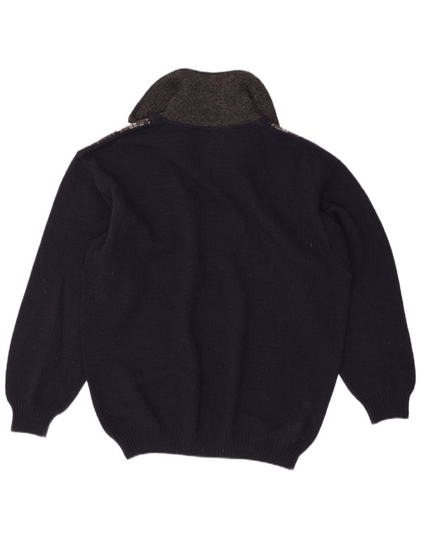 Maglione Jac da uomo con collo alto IT 56 2XL Lana Fair Isle blu navy