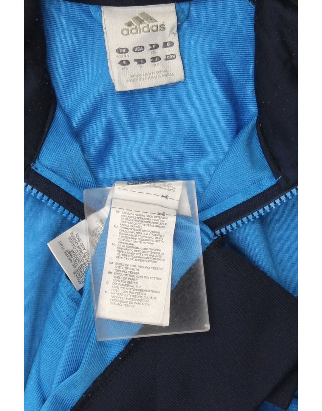 Giacca da tuta da uomo Adidas UK 42/44 Large Blu Colourblock Poliestere