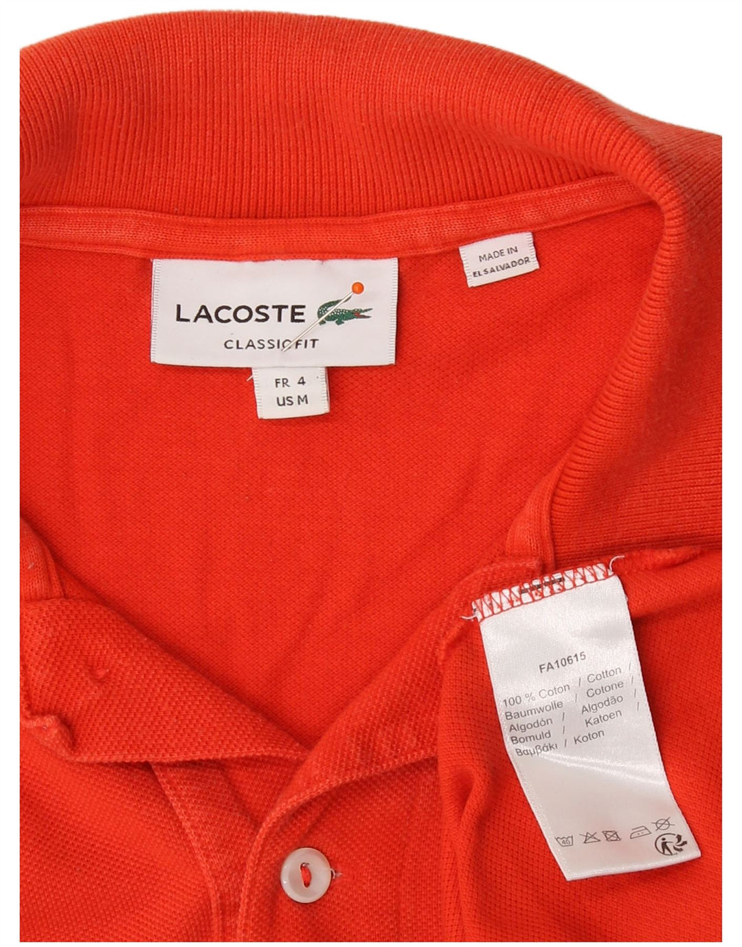 Polo LACOSTE da uomo vestibilità classica taglia 4 cotone arancione medio