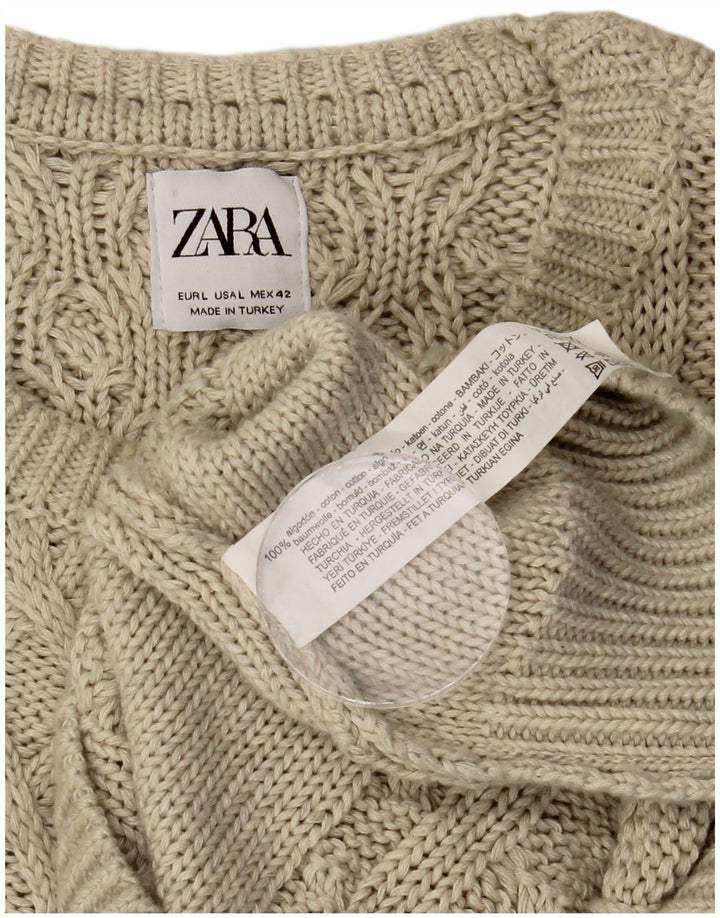 Maglione Zara da uomo con scollo a barca, grande, in cotone beige
