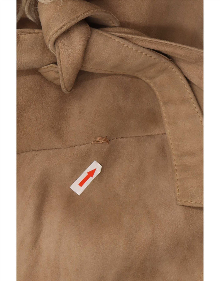 Cappotto in shearling vintage da donna UK 8 piccolo beige