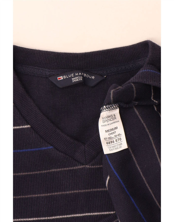 MARKS & SPENCER Maglione da uomo con scollo a V UK 38/40 Medio Blu navy