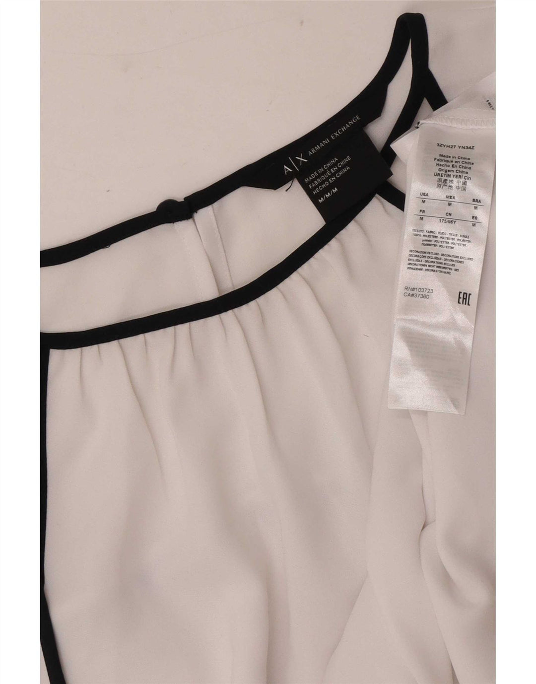 Armani Exchange Camicetta da donna Top UK 14 Medium White Colourblock Poliestere