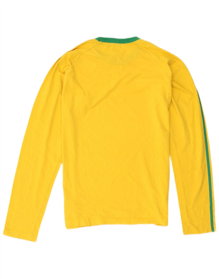 Top Adidas da uomo a maniche lunghe in cotone giallo medio