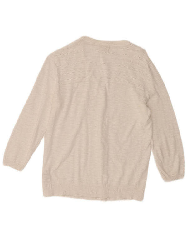 Maglione cardigan con maniche a 3/4 da donna Fat Face UK 12 Cotone bianco medio