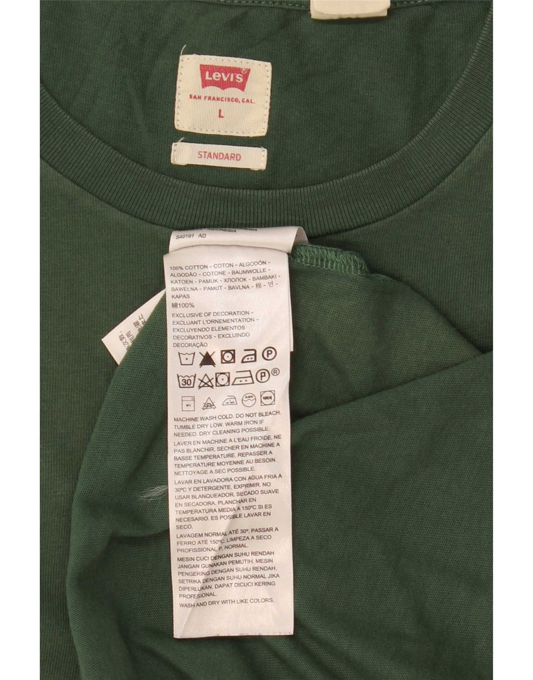 T-shirt Levi's da uomo con vestibilità standard, taglia grande, in cotone verde