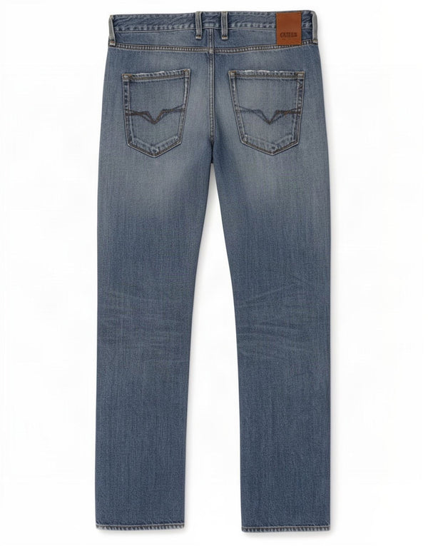 Guess Mens Vermont Distressed Slim Tapered Jeans W31 L32 Blue Cotton