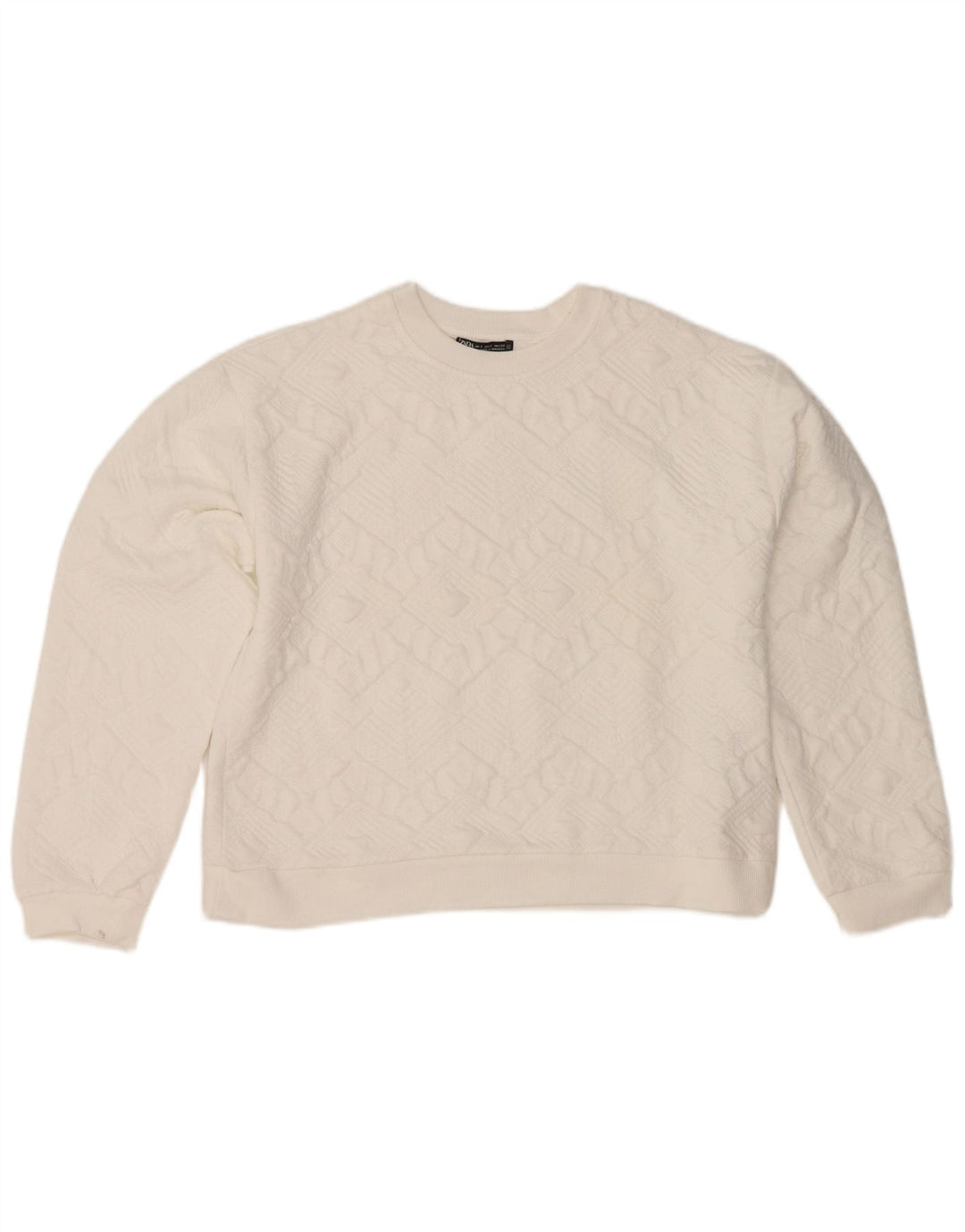 Felpa corta oversize da donna Zara UK 10 piccola bianca geometrica