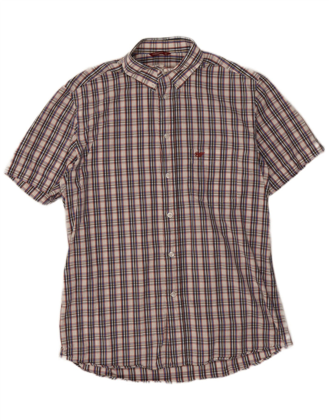 Camicia a maniche corte da uomo Carrera in cotone a quadri grigio medio