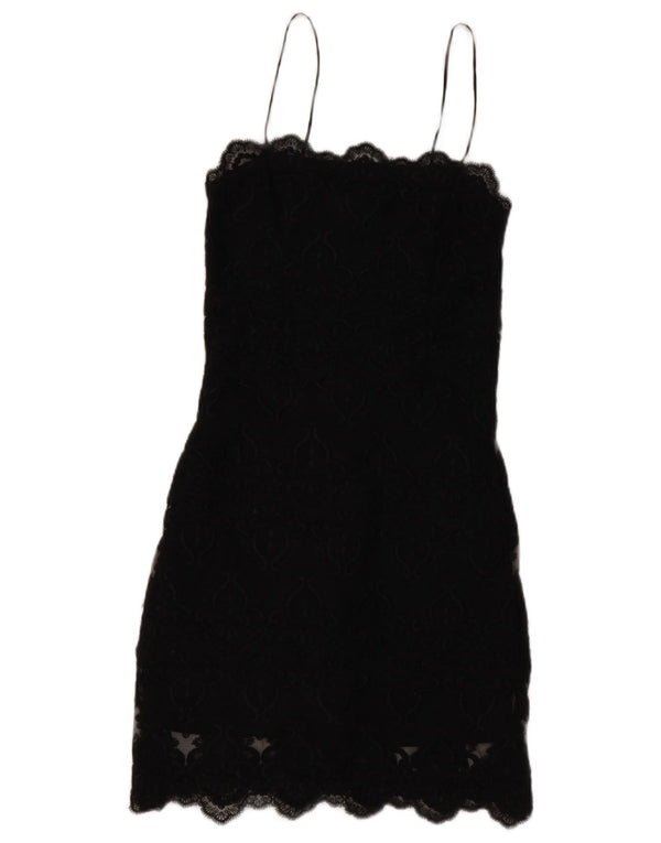 Topshop Abito tubino senza maniche da donna UK 6 XS Nero floreale
