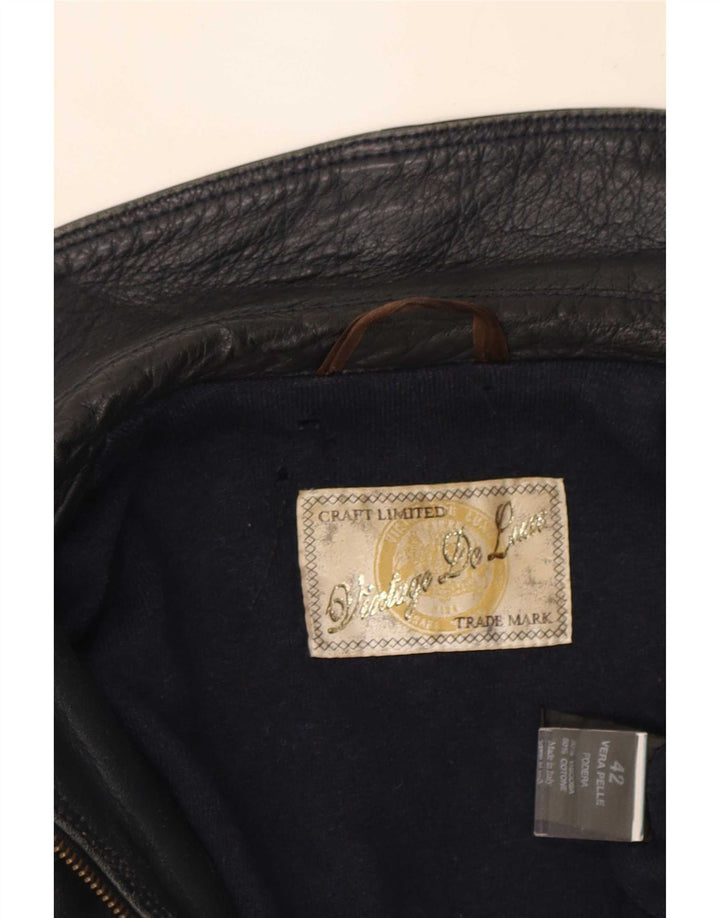 Giacca in pelle da donna vintage IT 42 media in pelle nera