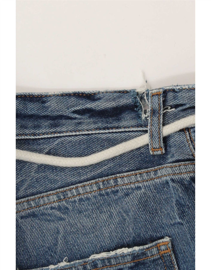 Pantaloncini in denim invecchiato da uomo Zara EU 38 piccoli W30 cotone blu