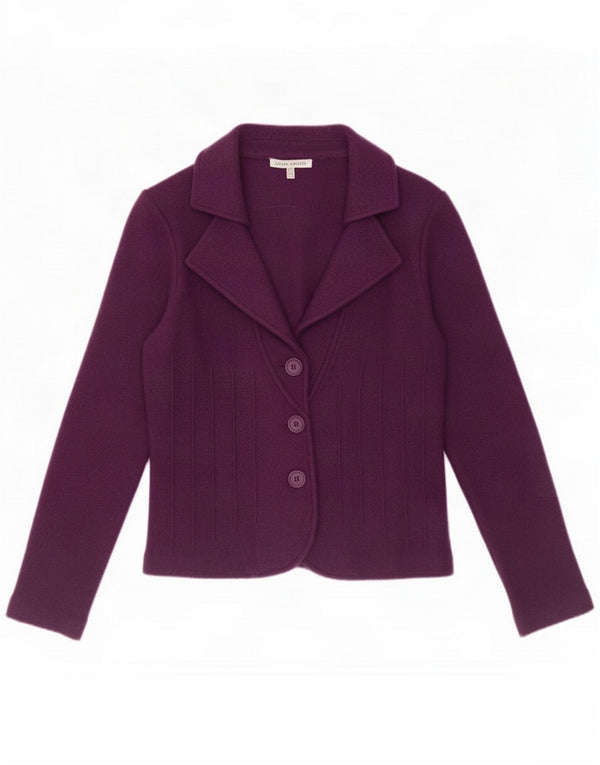Giacca blazer a 3 bottoni da donna Laura Ashley UK 12 Lana d'agnello viola medio