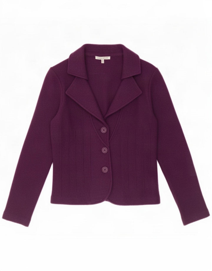 Giacca blazer a 3 bottoni da donna Laura Ashley UK 12 Lana d'agnello viola medio