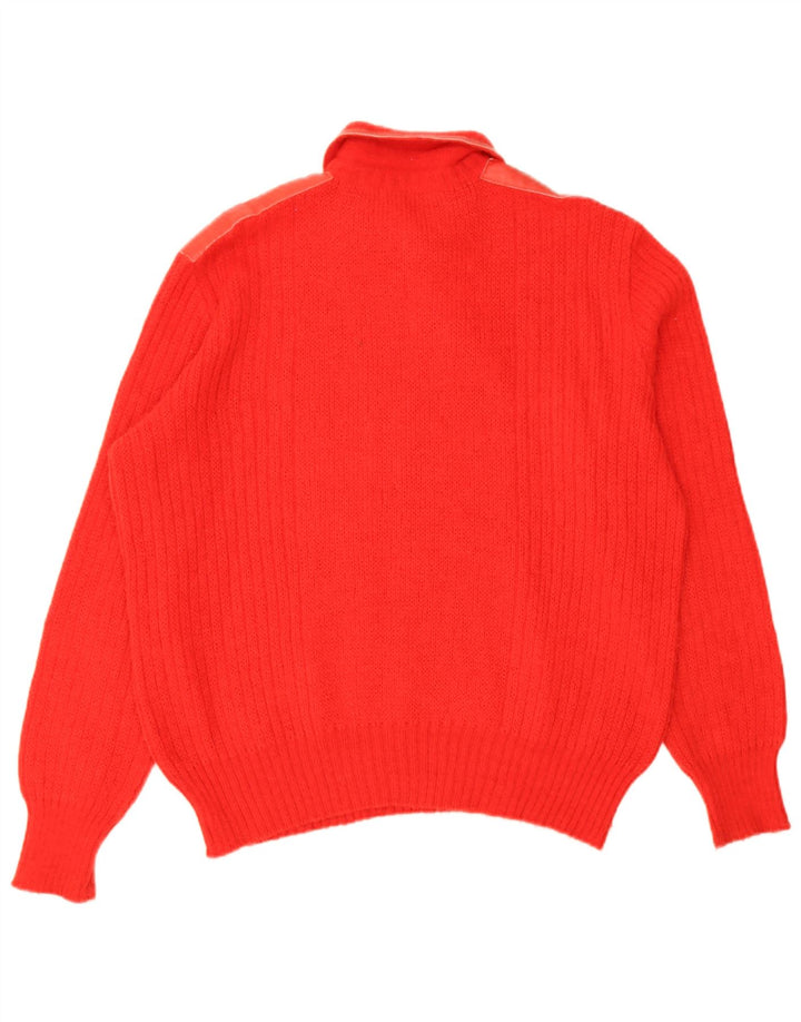 Maglione vintage da uomo con collo alto, grande lana di alpaca rossa