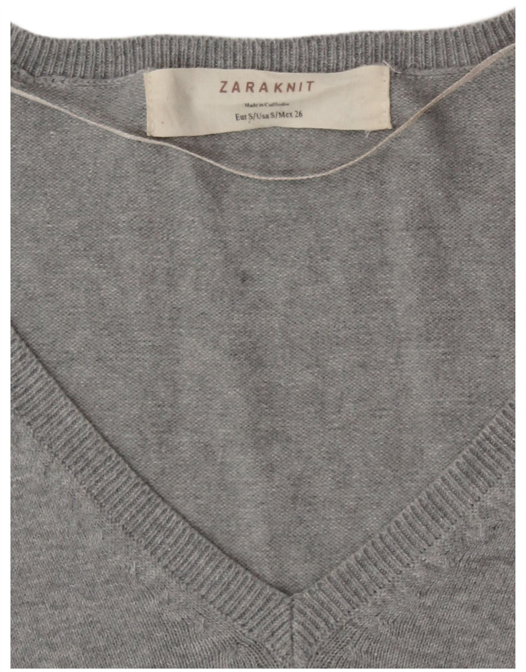 Maglione Zara da donna con scollo a V piccolo grigio