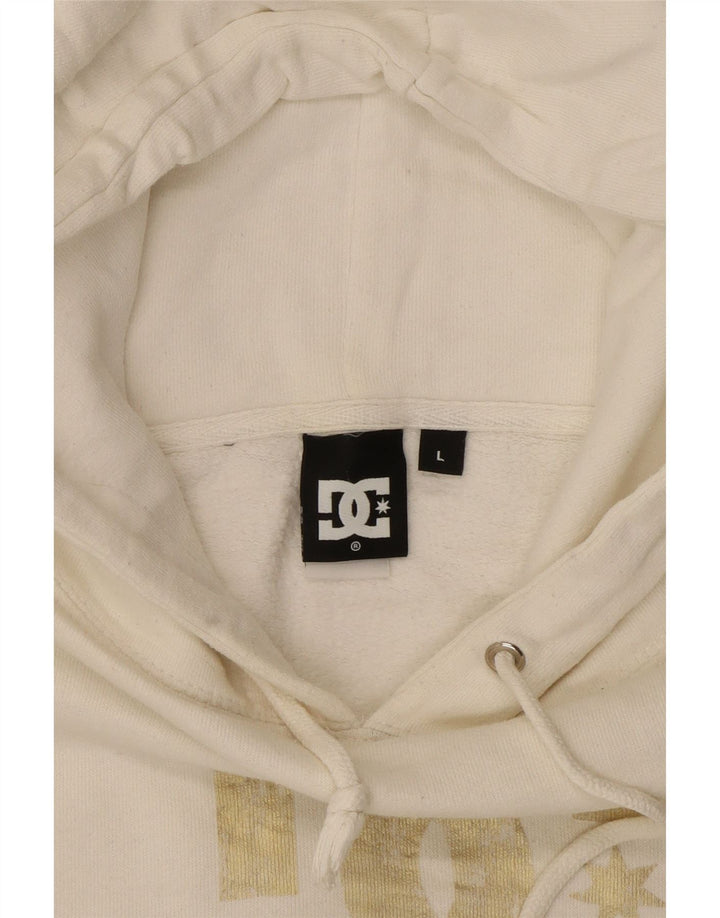 Felpa con cappuccio grafica da donna DC UK 16 grande in cotone bianco sporco