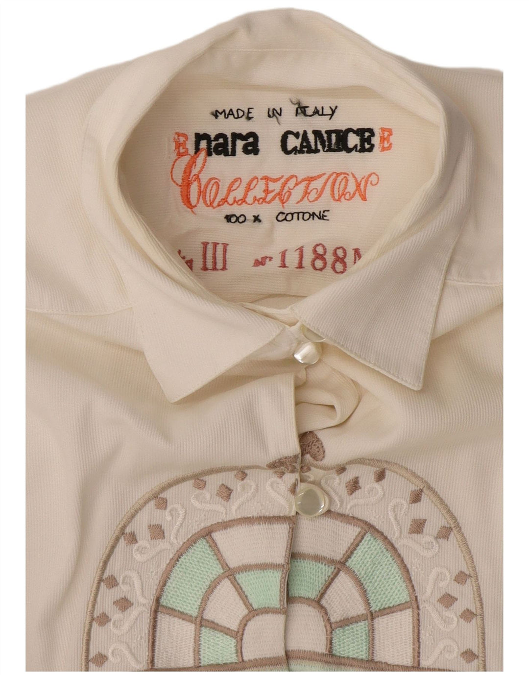 Camicia grafica da donna Enara Camice UK 14 cotone bianco medio