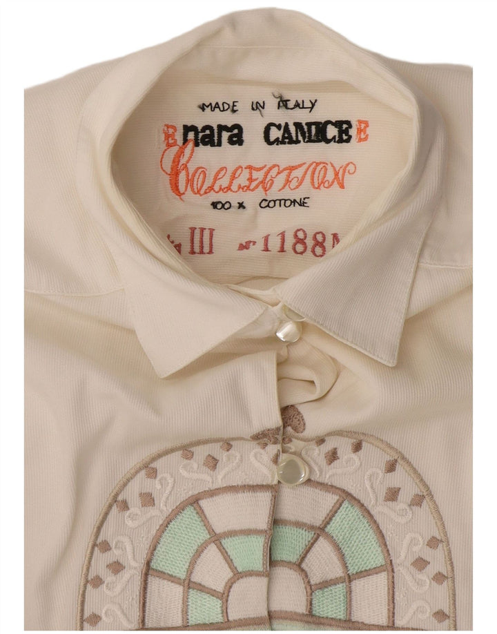 Camicia grafica da donna Enara Camice UK 14 cotone bianco medio