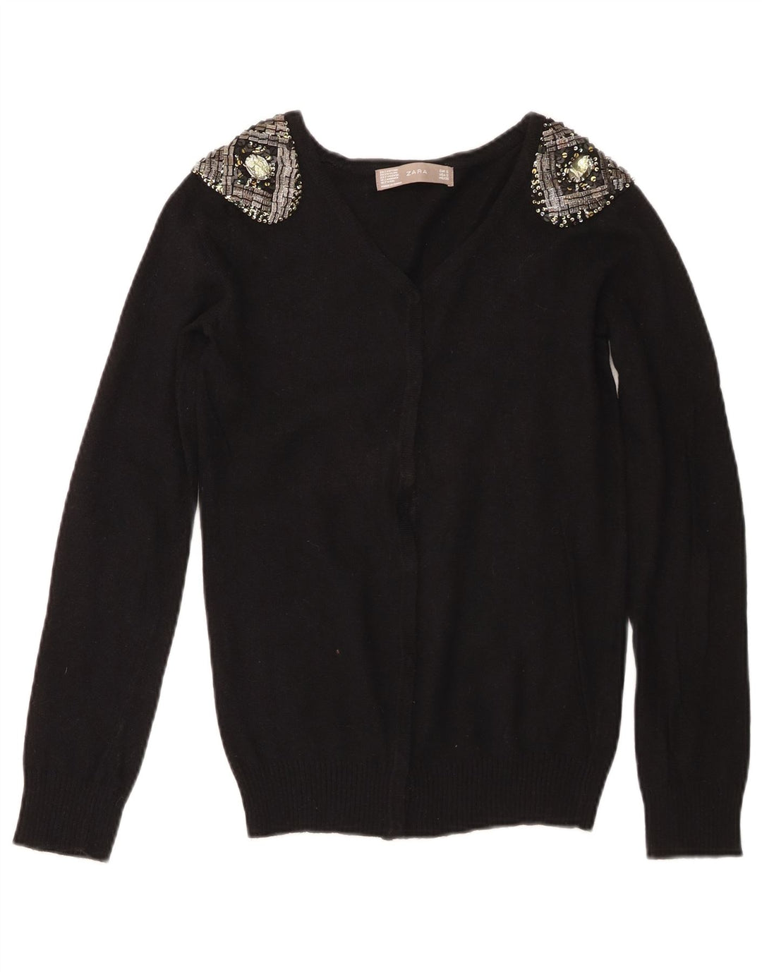 Maglione cardigan da donna Zara UK 8 piccolo cotone nero